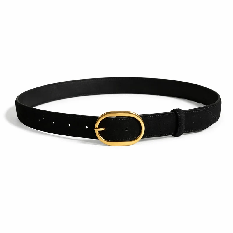 Ceinture Femme Fine Vintage en Daim & Cuir Véritable – Élégante pour Robe et Manteau