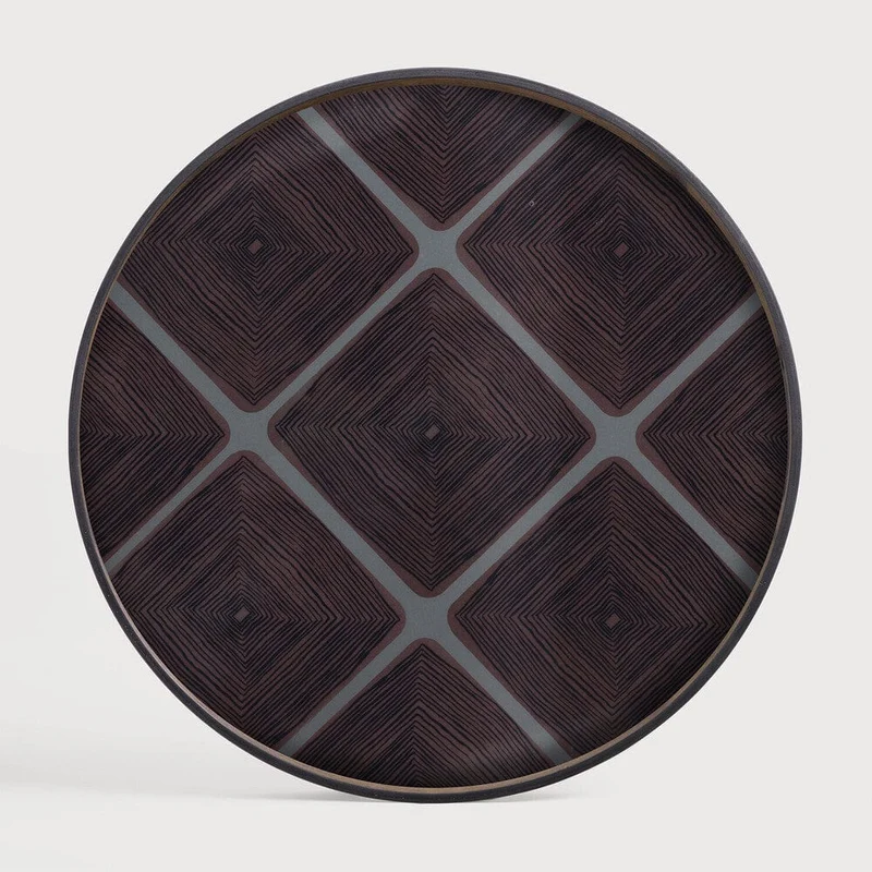 Ethnicraft Plateau en Verre Linear Squares - Grand Ø 92 cm