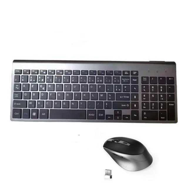 Clavier Français Azerty silencieux sans fil avec souris