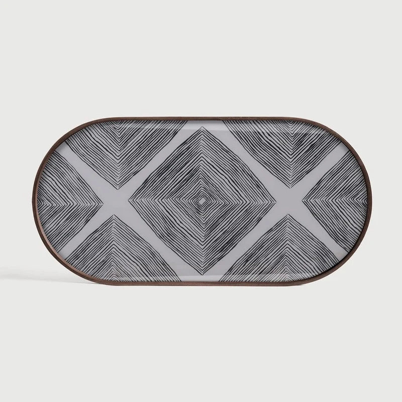Ethnicraft Plateau en Verre Linear Squares - Ardoise