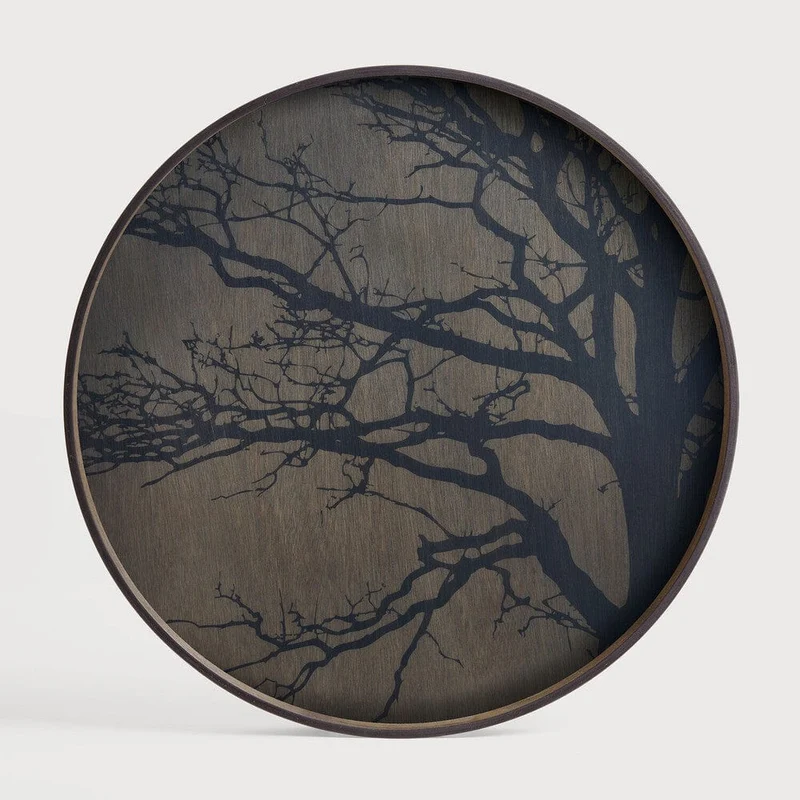 Ethnicraft Plateau en Bois Tree – Arbre Noir Ø 61cm
