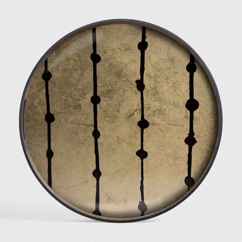 Ethnicraft Plateau en Verre Gold Leaf Dots Ø 48cm