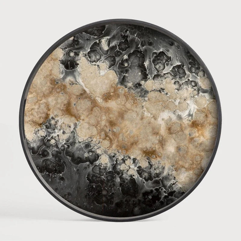 Ethnicraft Plateau en Verre Organic – Noir Ø 48cm