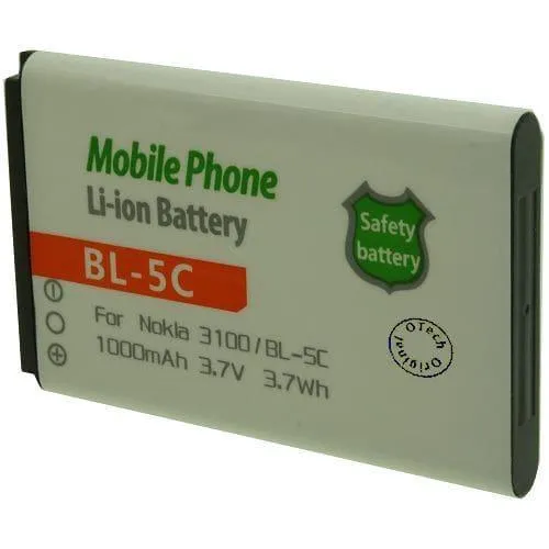 Batterie BL-5C 3.7V 1000mAh pour Nokia C1/C2, Asha, Doro