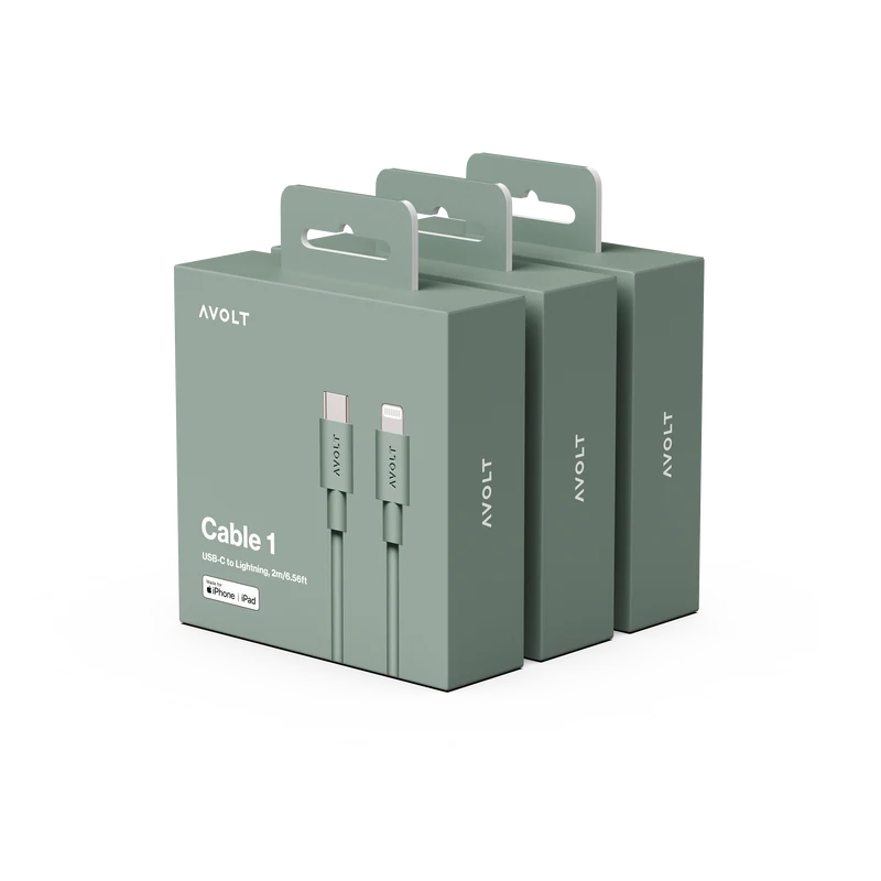 New Cable 1 | 3-Pack Oak Green USB-C to Lightning