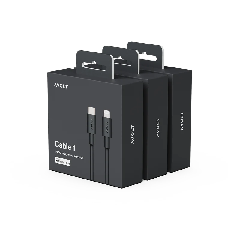 New Cable 1 | 3-Pack Stockholm Black USB-C to Lightning