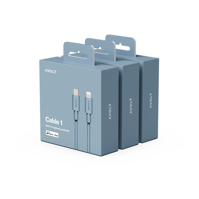 New Cable 1 | 3-Pack Shark Blue USB-C to Lightning