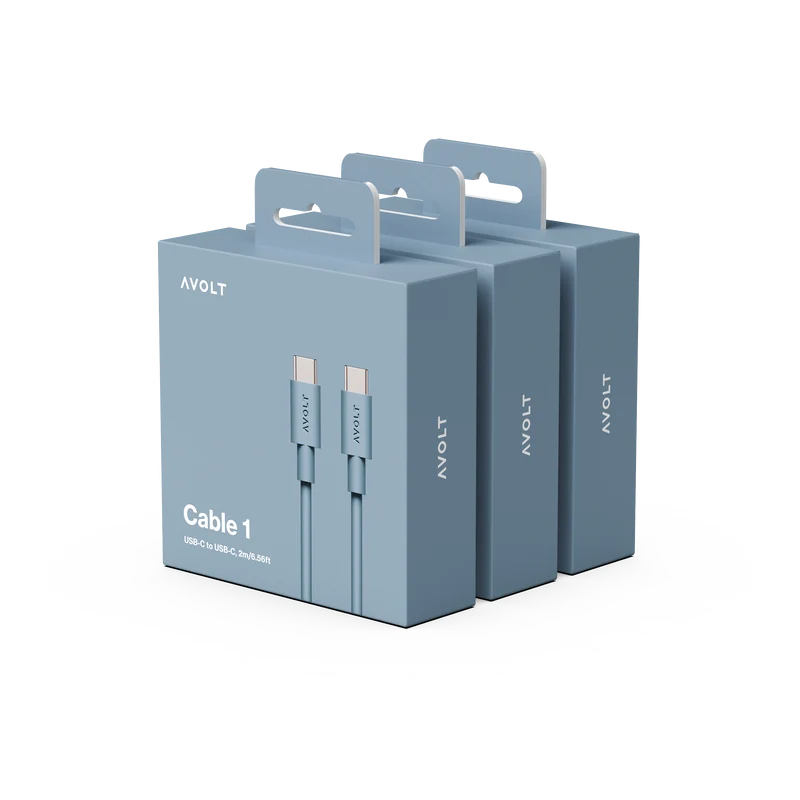 New Cable 1 | 3-Pack Shark Blue USB-C to USB-C