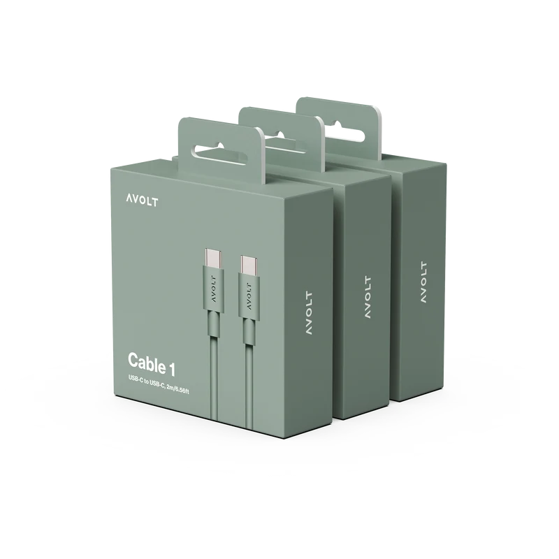 New Cable 1 | 3-Pack Oak Green USB-C to USB-C