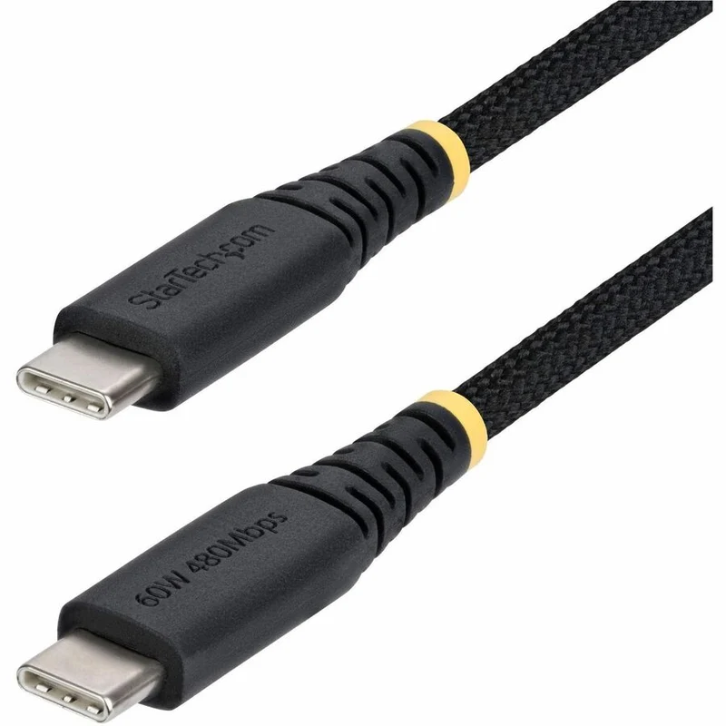 Câble de charge USB-C StarTech.com de 15 cm (6 po), 60 W (3 A) PD, gaine tressée double couche en nylon/TPE, câble de charge robuste USB 2.0 pour ordinateur portable USB2CC6INCHNCBR