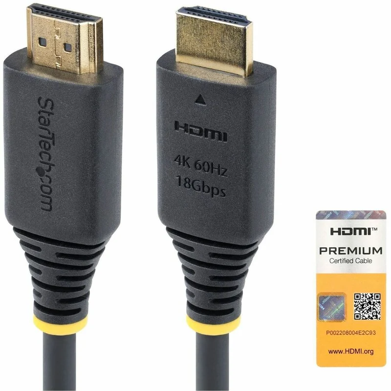 Câble HDMI haute vitesse certifié StarTech.com de 12 m (3.6 pi), 4K 60 Hz/1440p 144 Hz, 18 Gbit/s, cordon HDMI 2.0 UHD, gaine TPE HDMI2-CABLE-4K60-12F