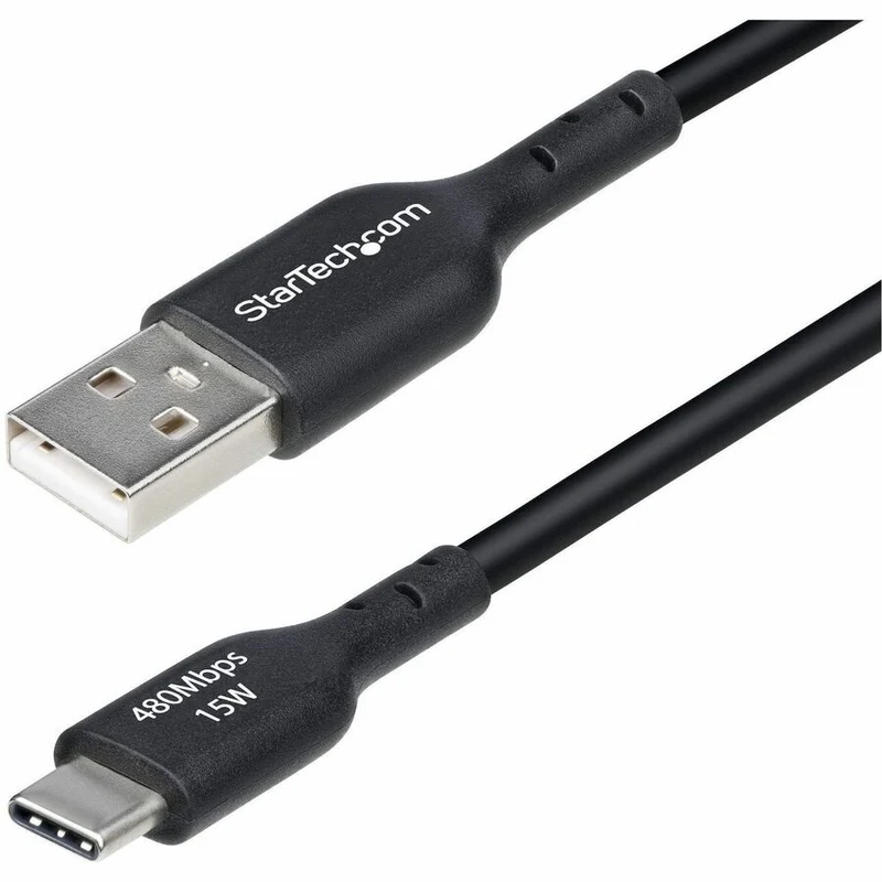 Câble de charge USB-A vers USB-C StarTech.com de 30 cm (1 pi), charge et synchronisation, 3 A, USB 2.0, gaine TPE - Noir - USB2AC1FTBK