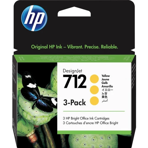 Cartouche d'encre à jet d'encre d'origine HP 712 - Jaune - 3/Pack 3ED79A