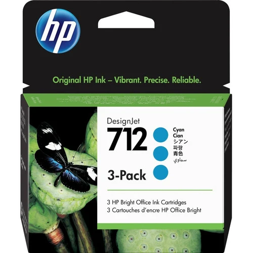 Cartouche d'encre jet d'encre HP 712 d'origine - Cyan - 3/paquet 3ED77A