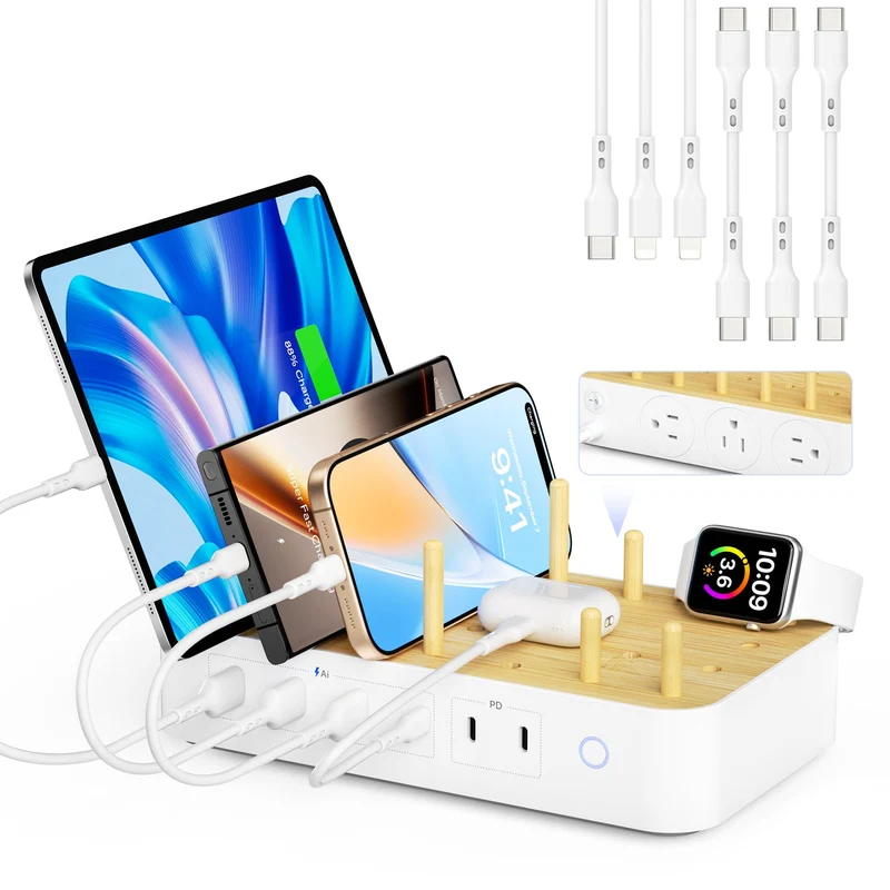SooPii Charging Station, 60W 6-Port + 3 AC, U3