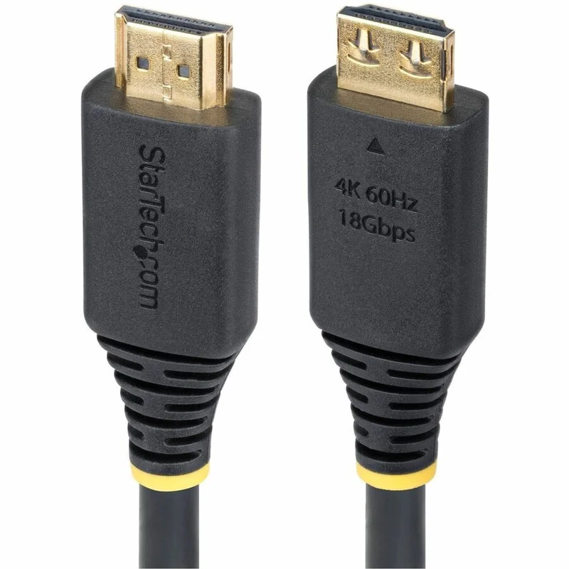 Câble HDMI haute vitesse StarTech.com 50 cm (1.6 pi) avec connecteurs à pression, 4K 60 Hz/1440p 144 Hz, 18 Gbit/s, câble HDMI UHD, gaine en TPE HDMI2-CABLE-GRIP-50C