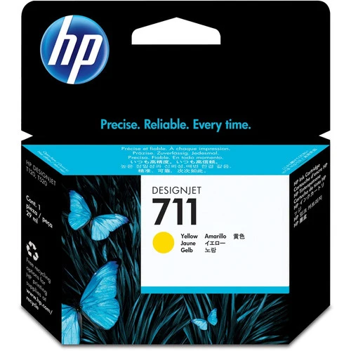 Cartouche d'encre à jet d'encre d'origine HP 711 (CZ132A) - Paquet unique - Jaune - 1 unité CZ132A