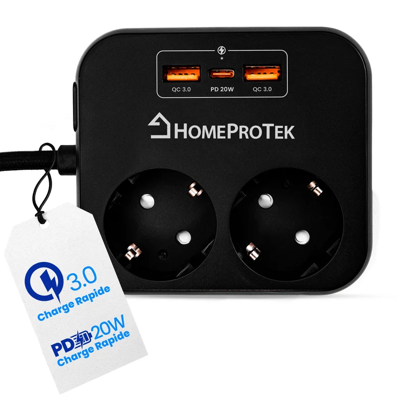 Multiprise 5 en 1 Électrique et USB