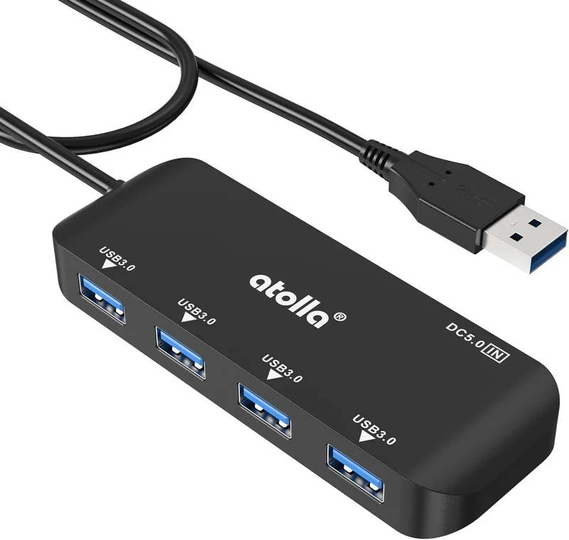 atolla 4-Port USB 3.0 Hub with 2ft Cable, Ultra-Slim Data Expander (GMS-2103U3)