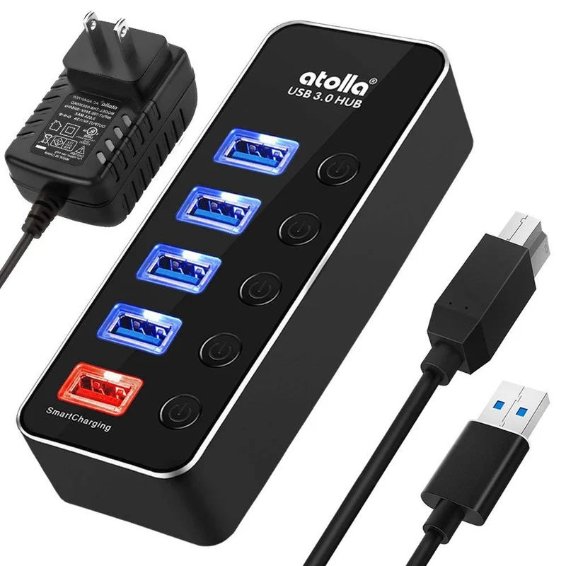 atolla 5-Port Powered USB 3.0 Data Hub with US Standard Adapter (D2-K)