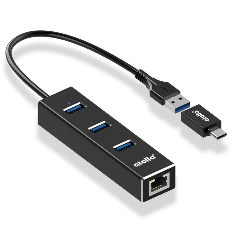 atolla USB 3.0 Ethernet Hub with USB C Adapter (ZH-301C)