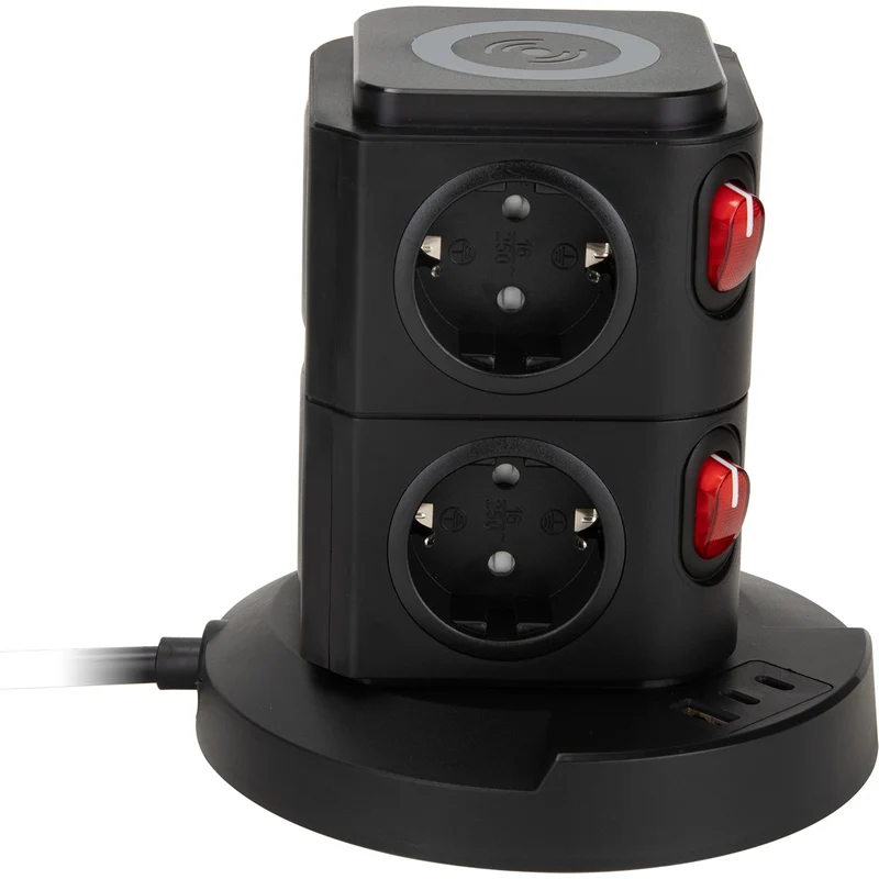 Tour multiprise induction 8 prises Schuko 16A+ USB - Watt and Co