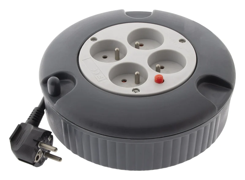Enrouleur électrique domestique 4x2P+T 16A + coupe-circuit thermique - 4m - Zenitech