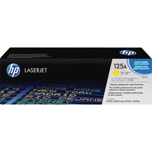 Cartouche de toner laser HP 125A (CB542A) d'origine à rendement standard - Paquet unique - Jaune - 1 unité CB542A