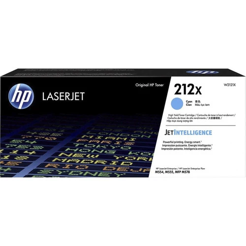 Cartouche de toner laser HP 212X d'origine à haut rendement - Cyan - 1 unité W2121X