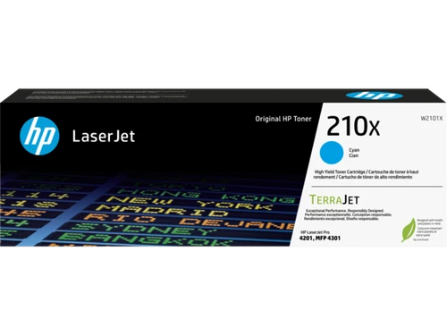 Cartouche de toner laser HP 210X d'origine à haut rendement - Pack cyan W2101X