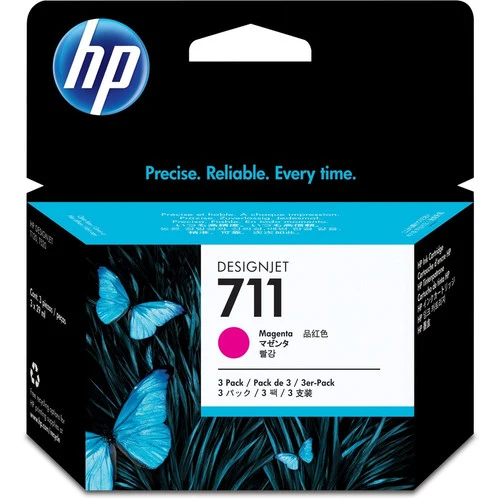 Cartouche d'encre à jet d'encre d'origine HP 711 (CZ135A) - Multipack - Magenta - 3/Pack CZ135A
