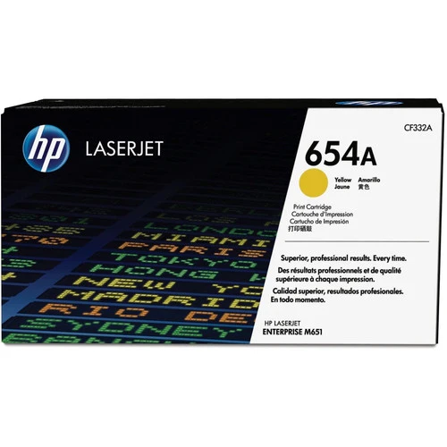 Cartouche de toner laser d'origine HP 654A (CF332A) - Paquet unique - Jaune - 1 de chaque CF332A