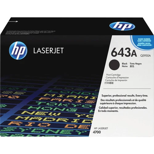 Cartouche de toner laser d'origine HP 643A (Q5950A) - Paquet unique - Noir - 1 unité Q5950A