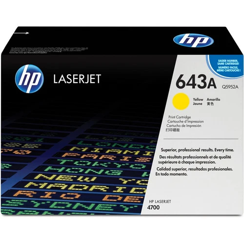 Cartouche de toner laser d'origine HP 643A (Q5952A) - Paquet unique - Jaune - 1 unité Q5952A