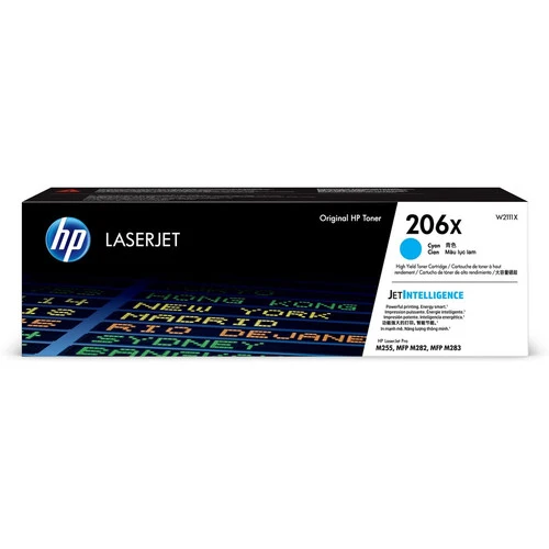 Cartouche de toner laser HP 206X d'origine à haut rendement - Cyan - 1 unité W2111X