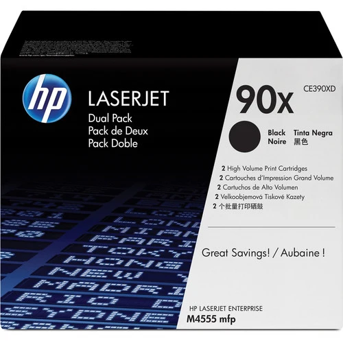 Cartouche de toner laser d'origine HP 90X (CE390XD) - Pack double - Noir - 2 / Carton CE390XD