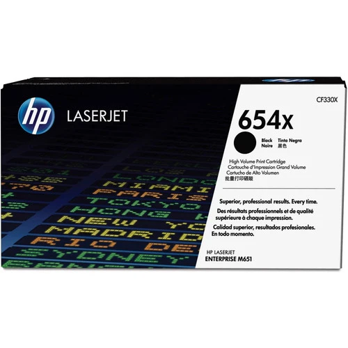 Cartouche de toner laser HP 654X (CF330X) d'origine à haut rendement - Paquet unique - Noir - 1 de chaque CF330X