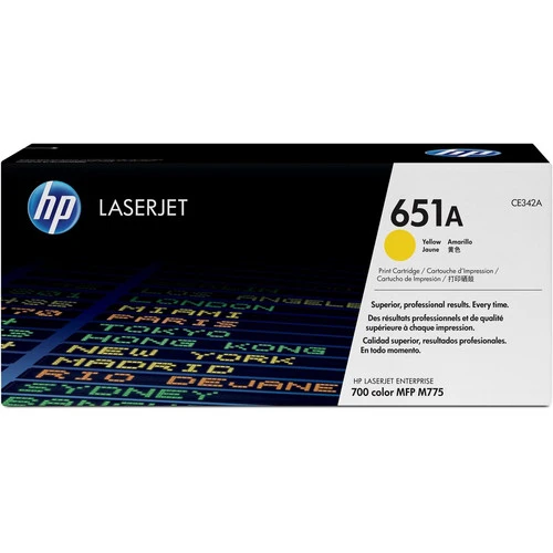 Cartouche de toner laser HP 651A (CE342A) d'origine à rendement standard - Paquet unique - Jaune - 1 unité CE342A
