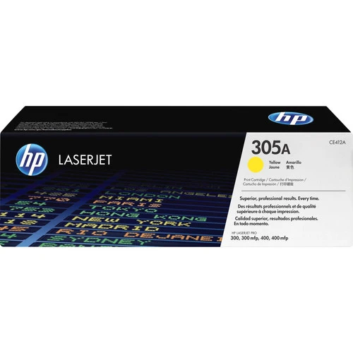 Cartouche de toner laser HP 305A (CE412A) d'origine à rendement standard - Paquet unique - Jaune - 1 unité CE412A