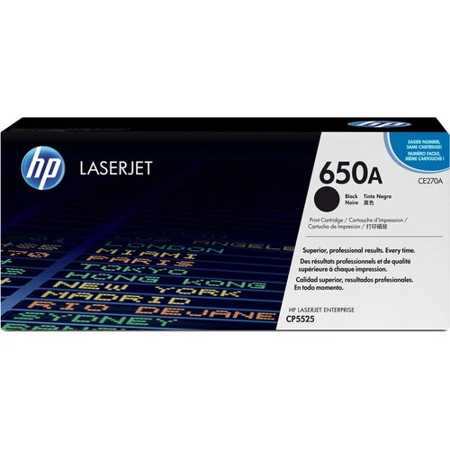 Cartouche de toner laser d'origine HP 650A (CE270A) - Paquet unique - Noir - 1 de chaque CE270A