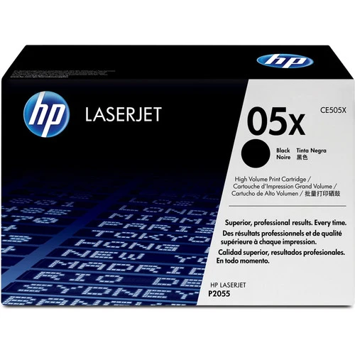 Cartouche de toner laser HP 05X (CE505X) d'origine à haut rendement - Paquet unique - Noir - 1 unité CE505X
