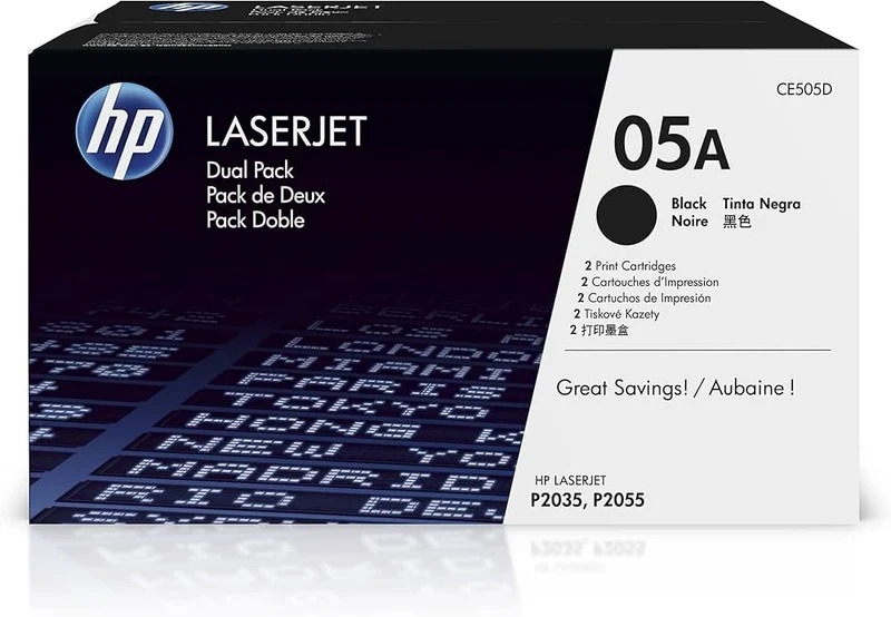 Cartouche de toner laser d'origine HP 05A - Noir - 2/paquet CE505A-2PK
