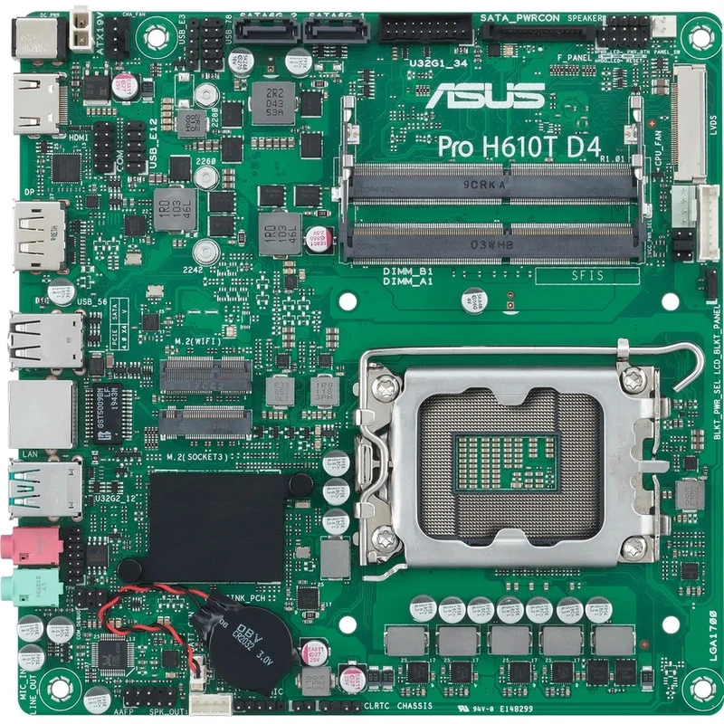 Carte mère de bureau Asus H610T D4-CSM - Chipset Intel H610 - Socket LGA-1700 - Mémoire Intel Optane compatible - Mini ITX PRO H610T D4-CSM