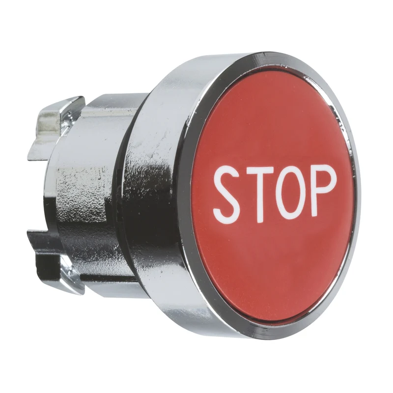 Head For Non Illuminated Push Button, Harmony XB4, Metal, Flush, Red, 22mm, Spring Return, Marked STOP
