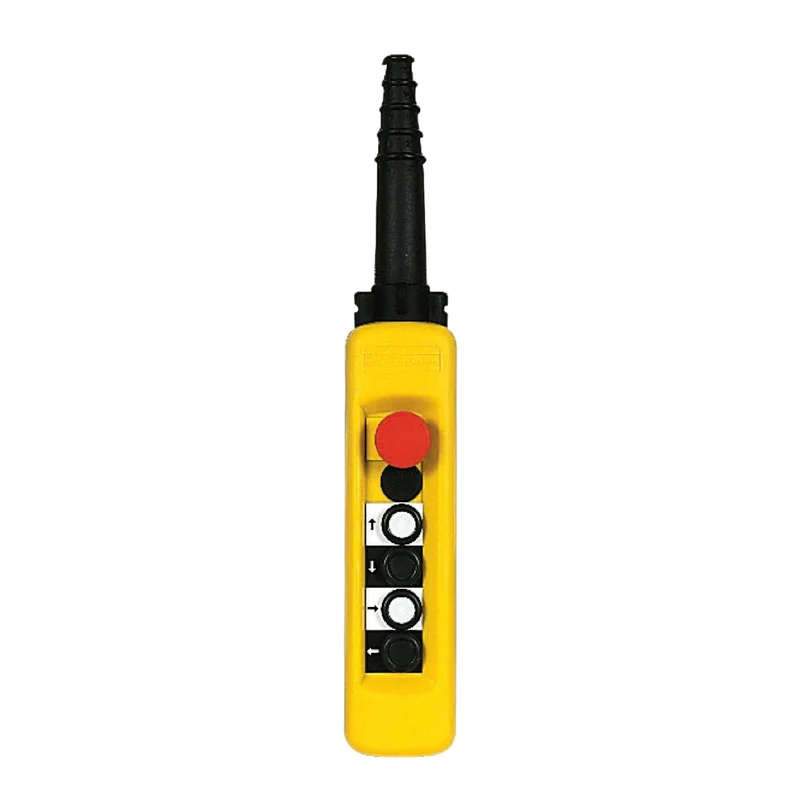 Pendant Control Station, Harmony XAC, Plastic, Yellow, 4 Push Buttons With 1NO, 1 Emergency Stop NC