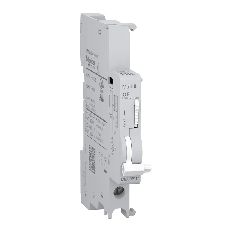 Auxiliary Contact, Multi9 M9A, OF, 1 C/O, 2mA To 100mA, 24VAC To 250VAC, 24VDC To 220VDC, Bottom Connection