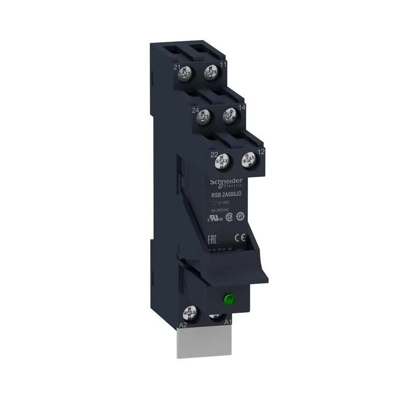 Interface Relay, Harmony Electromechanical Relays, 8A, 2CO, With LED, 12V DC
