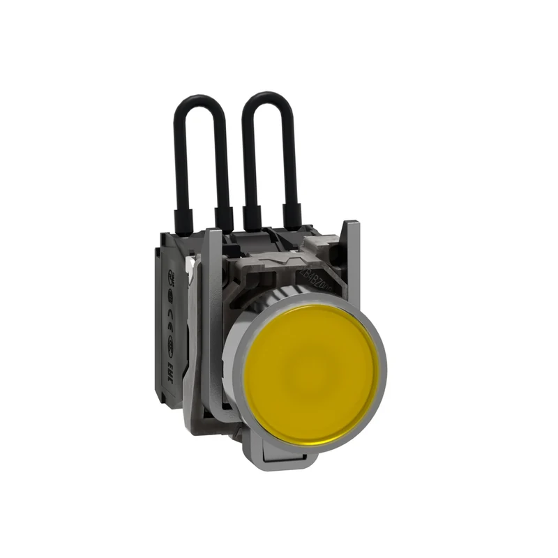 Push-To-Test Pilot Light, Harmony XB4, Metal, Amber, Universal LED, Screw Clamp Terminals, 24V