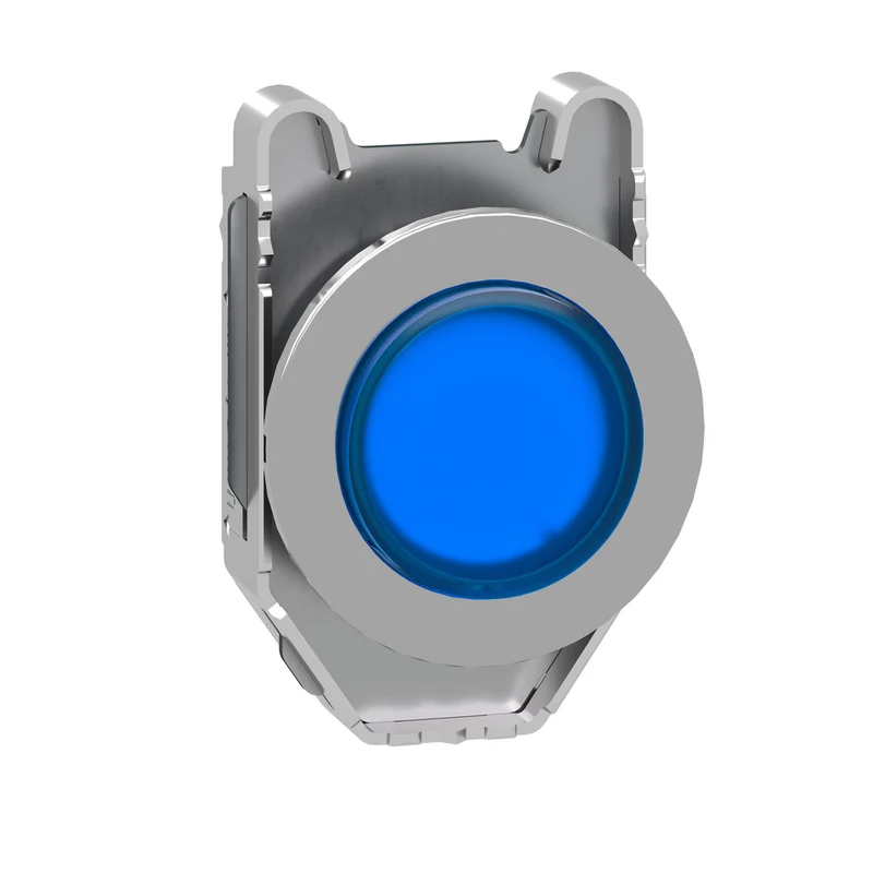 Head For Illuminated Push Button, Harmony XB4, Metal, Blue Projecting, 30mm, Universal LED, Push-Push, Unmarked