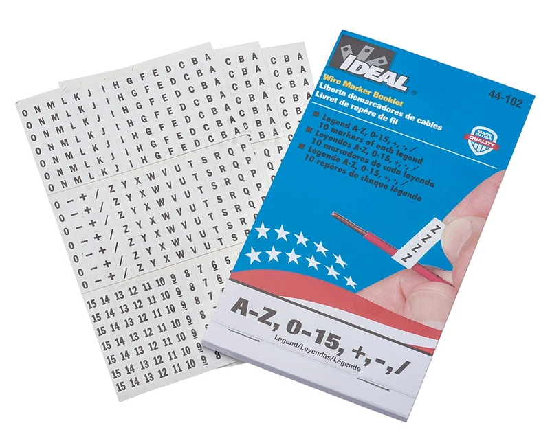 WIRE MARKER BOOKLET "A-Z, 0-15, +, -, /"